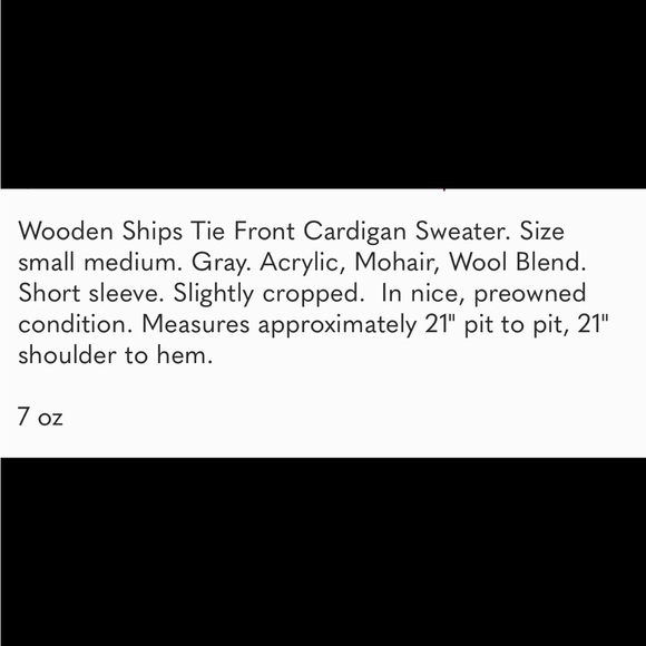 WOODEN SHIPS Transitional Weather Gray Tie Front or Waterfall Sweater Sz S/M - Picture 8 of 8
